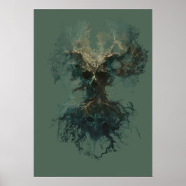 Póster Árbol de Cráneos Surreal Naturaleza Oscura