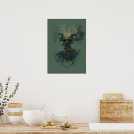 Póster Árbol de Cráneos Surreal Naturaleza Oscura