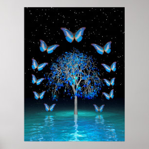 Póster Árbol de cristal de mariposa