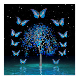 Póster Árbol de cristal de mariposa