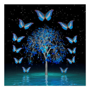 Póster Árbol de cristal de mariposa