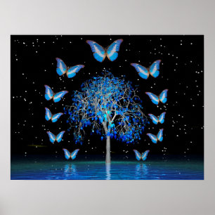 Póster Árbol de cristal de mariposa