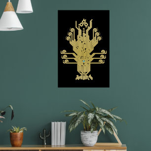Póster Árbol de cristal dorado de la vida