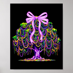 Póster Árbol de cuentas de Mardi Gras Carnaval Nueva Orle