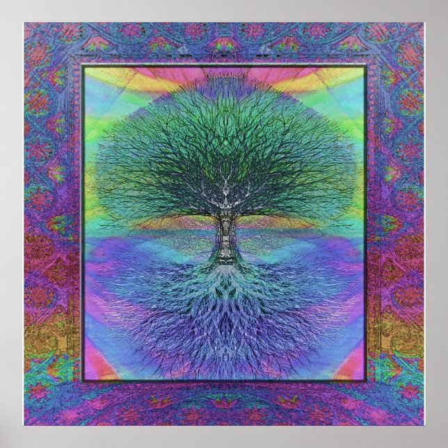 Póster Árbol de esperanza de vida y paz (Frente)