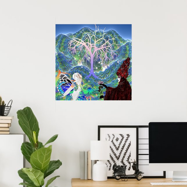 Póster Árbol de estrellas mágico (Oficina en casa)