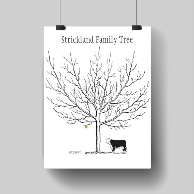 Póster Árbol de familia de vaca rústico de huellas digita (Subido por el creador)