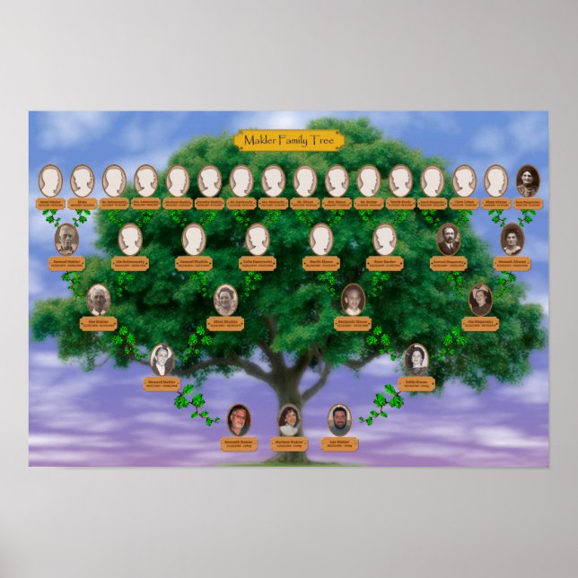 Póster Árbol de familia Makler - 19 x 13 (Frente)
