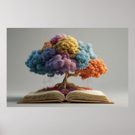 Póster Árbol de fantasía de floración del libro de cuento