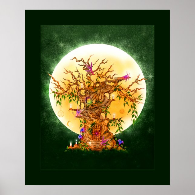 Póster Árbol de fantasía encantado (Frente)