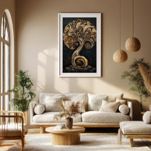 Póster Árbol de fibonacci espiral esculpido