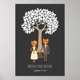 Póster Árbol de firma de huellas dactilares de gatos capr