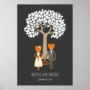 Póster Árbol de firma de huellas dactilares de gatos capr