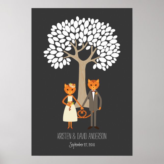 Póster Árbol de firma de huellas dactilares de gatos capr (Frente)