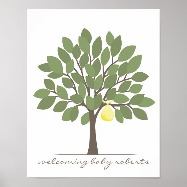 Póster Árbol de firma para bebés - Amarillo (Frente)