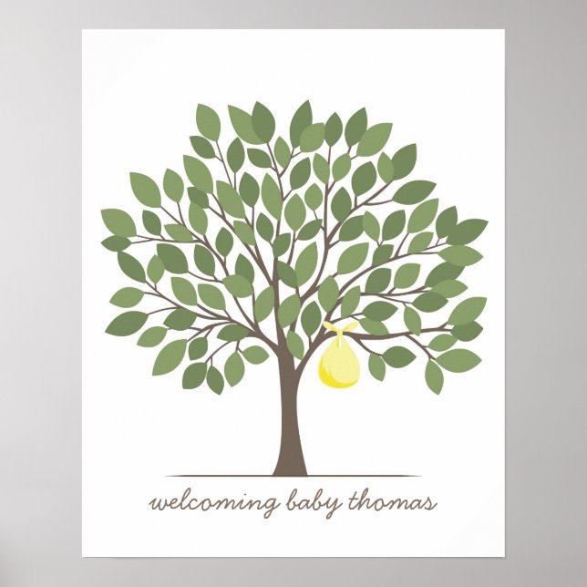 Póster Árbol de firma para bebés - Grande - Amarillo (Frente)