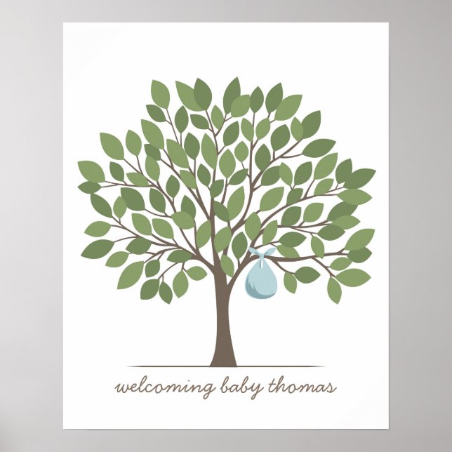 Póster Árbol de firma para bebés - Grande - Azul (Frente)