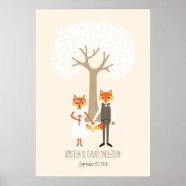 Póster Árbol de firmas de huellas dactilares (marfil)