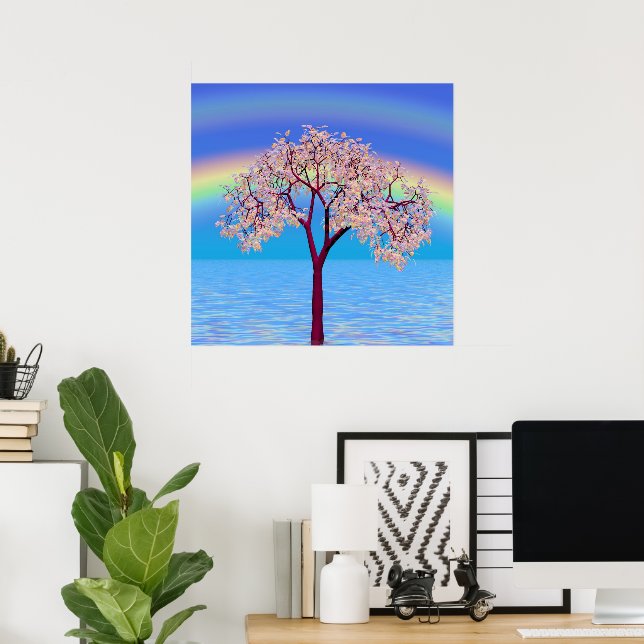 Póster Árbol de flores (Oficina en casa)