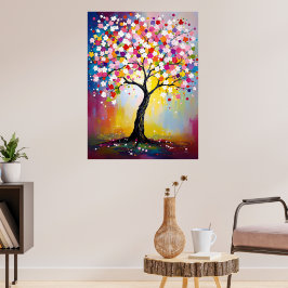 Póster Árbol de flores coloridas