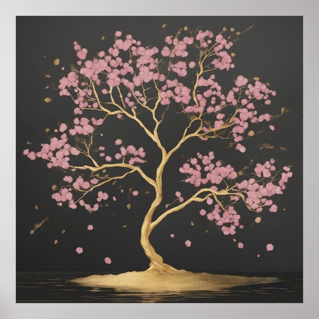 Póster Árbol de flores de cerezo (Frente)