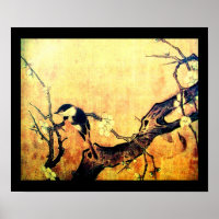 ÁRBOL DE FLORES Y PÁJARO DE PRIMAVERA Amarillo Mar
