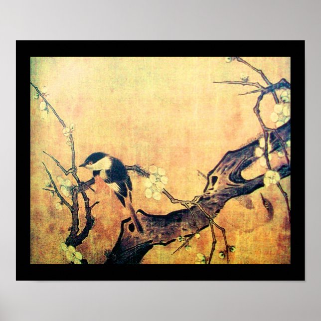 Póster ÁRBOL DE FLORES Y PÁJAROS DE PRIMAVERA Amarillo Ma (Frente)
