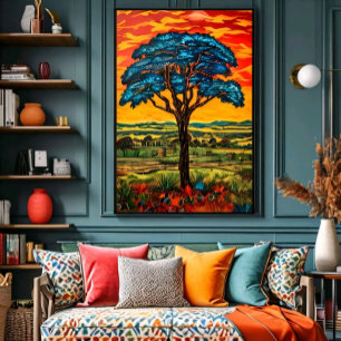 Póster Árbol de Fuego Azul