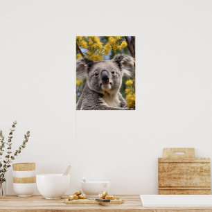 Póster Árbol De Ganado Amarillo Con Un Koala,