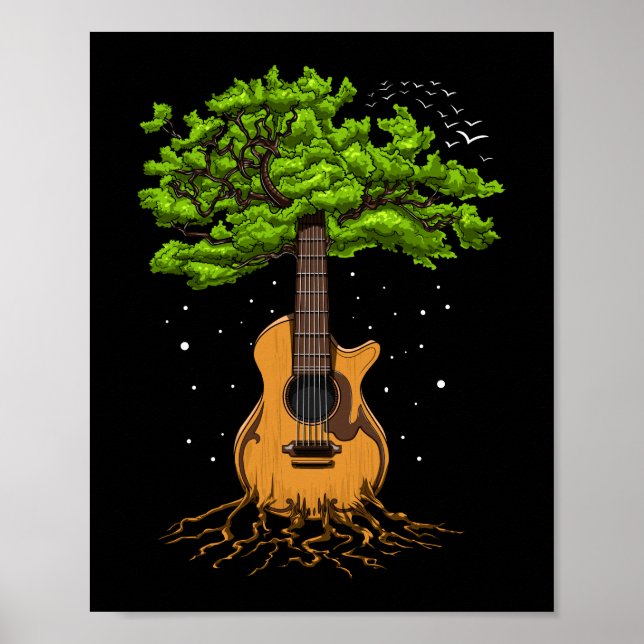Póster Árbol De Guitarra Acústica De Vida (Frente)