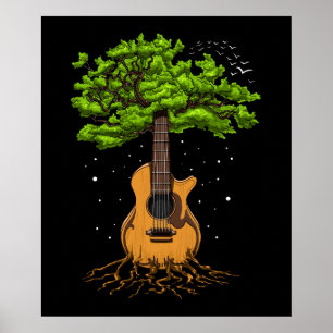 Póster Árbol De Guitarra Acústica De Vida