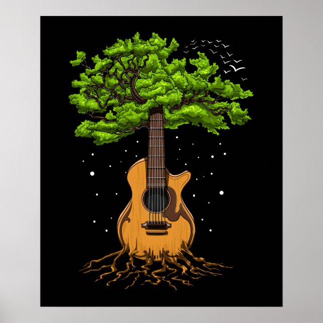Póster Árbol De Guitarra Acústica De Vida (Frente)