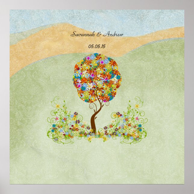 Póster Árbol de hadas de hadas floridas encantado (Frente)