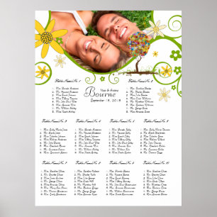 Póster Árbol de hadas de hadas floridas encantado