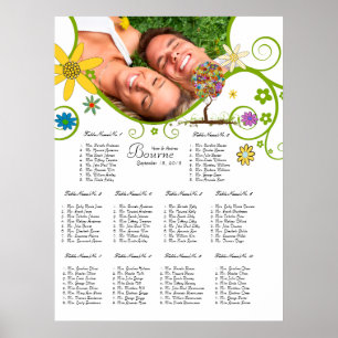 Póster Árbol de hadas de hadas floridas encantado