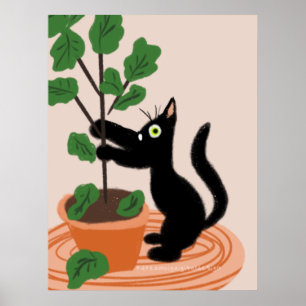 Póster Árbol de higo de gato divertido Plantas en macetas