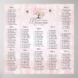 Póster Árbol de hoja de corazón rosa del bosque