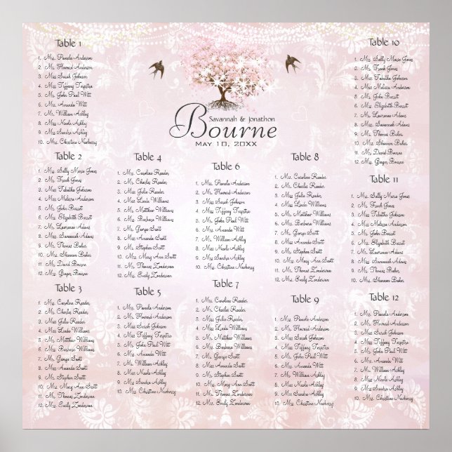 Póster Árbol de hoja de corazón rosa del bosque (Frente)