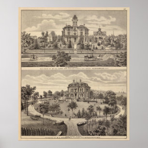 Póster Árbol de hoja perenne y lugar de Guilford,