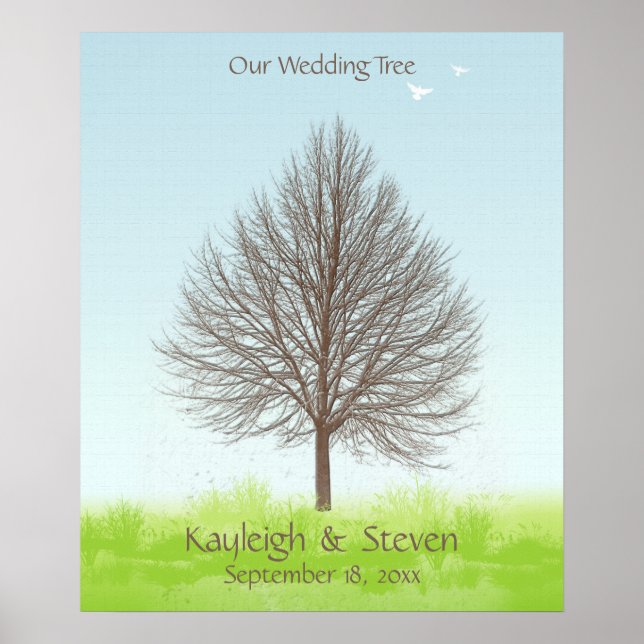 Póster Árbol de huella digital boda (Frente)