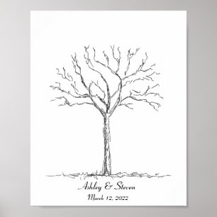 Póster Árbol de huellas dactilares boda