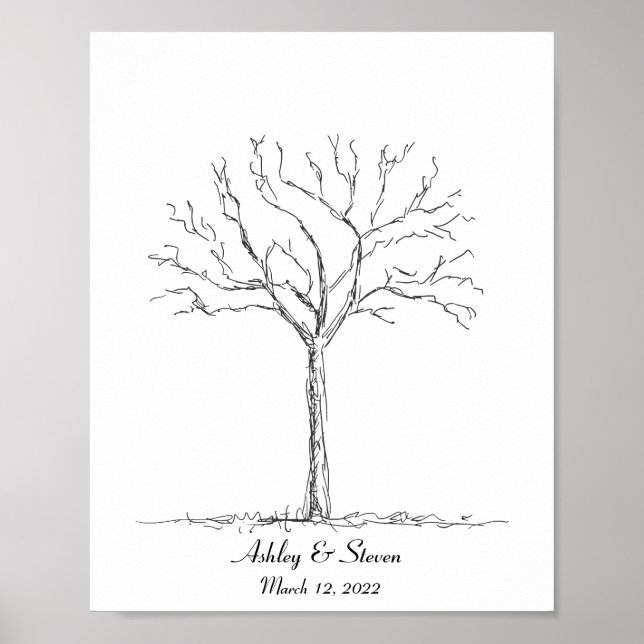 Póster Árbol de huellas dactilares boda (Frente)