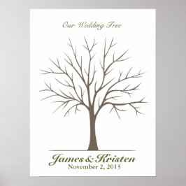 Póster Árbol de huellas dactilares boda - Clásico