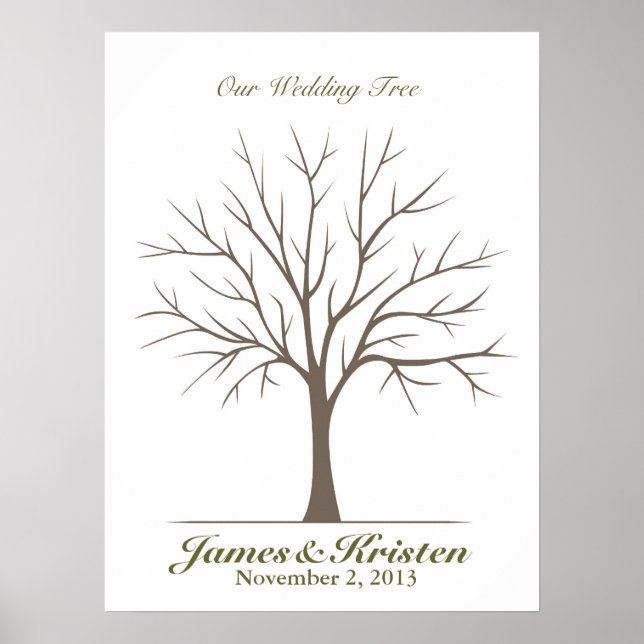 Póster Árbol de huellas dactilares boda - Clásico (Frente)