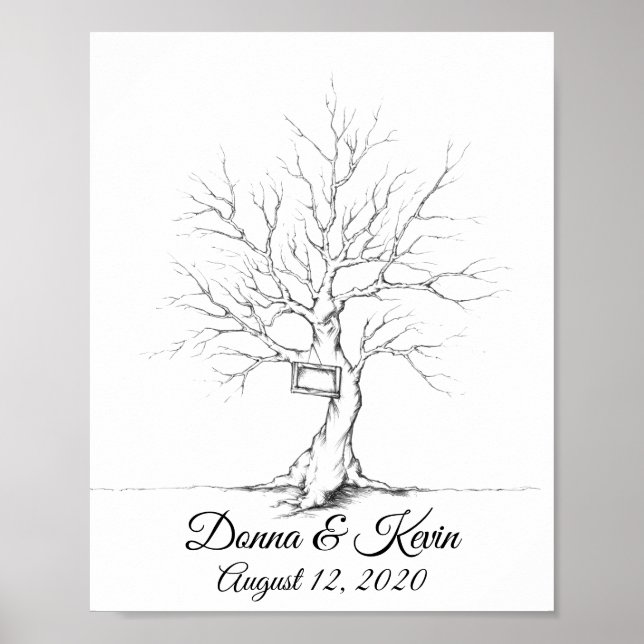 Póster Árbol de huellas dactilares Boda esbozado N.2 Post (Frente)