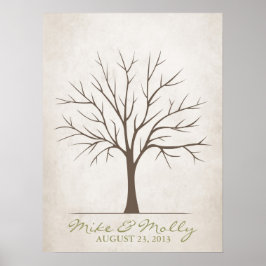 Póster Árbol de huellas dactilares boda - Rústico