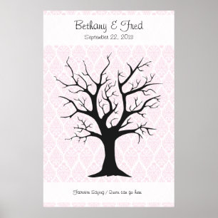 Póster Árbol de huellas dactilares C con Damask Pink1 - 4