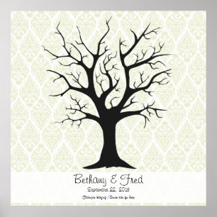 Póster Árbol de huellas dactilares C con verde damasco - 