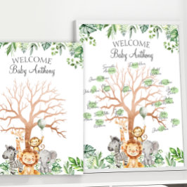 Póster Árbol de huellas dactilares de niño bebé con temát