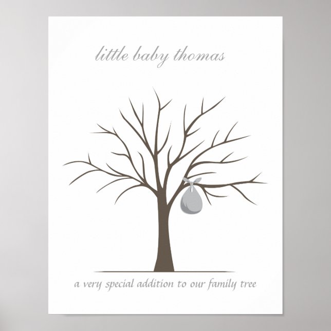 Póster Árbol de huellas dactilares del bebé - Gris (Frente)